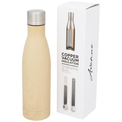 Bouteille isotherme Vasa imitation bois sous vide avec couche de cuivre de 500 ml
