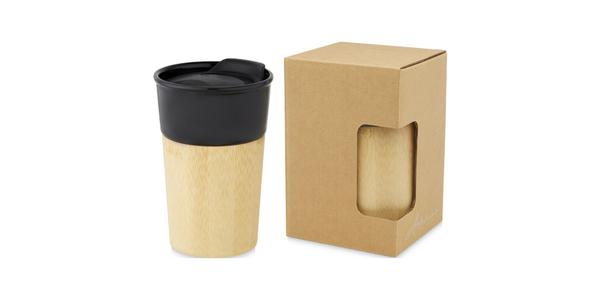 Tasse Pereira de 320 ml en porcelaine avec paroi extérieure en bambou