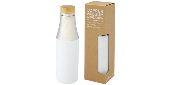 Bouteille Hulan de 540 ml en acier inoxydable avec cuivre et isolation par le vide avec couvercle en bambou