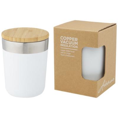 Gobelet Lagan de 300 ml en acier inoxydable avec isolation par le vide et couche de cuivre, avec couvercle en bambou