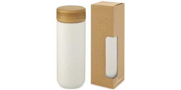 Gobelet en céramique Lumi de 300 ml avec couvercle en bambou