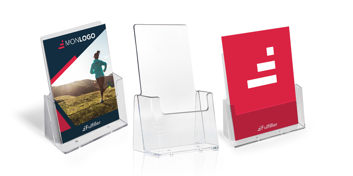 Présentoir transparent pour flyers / Dépliants